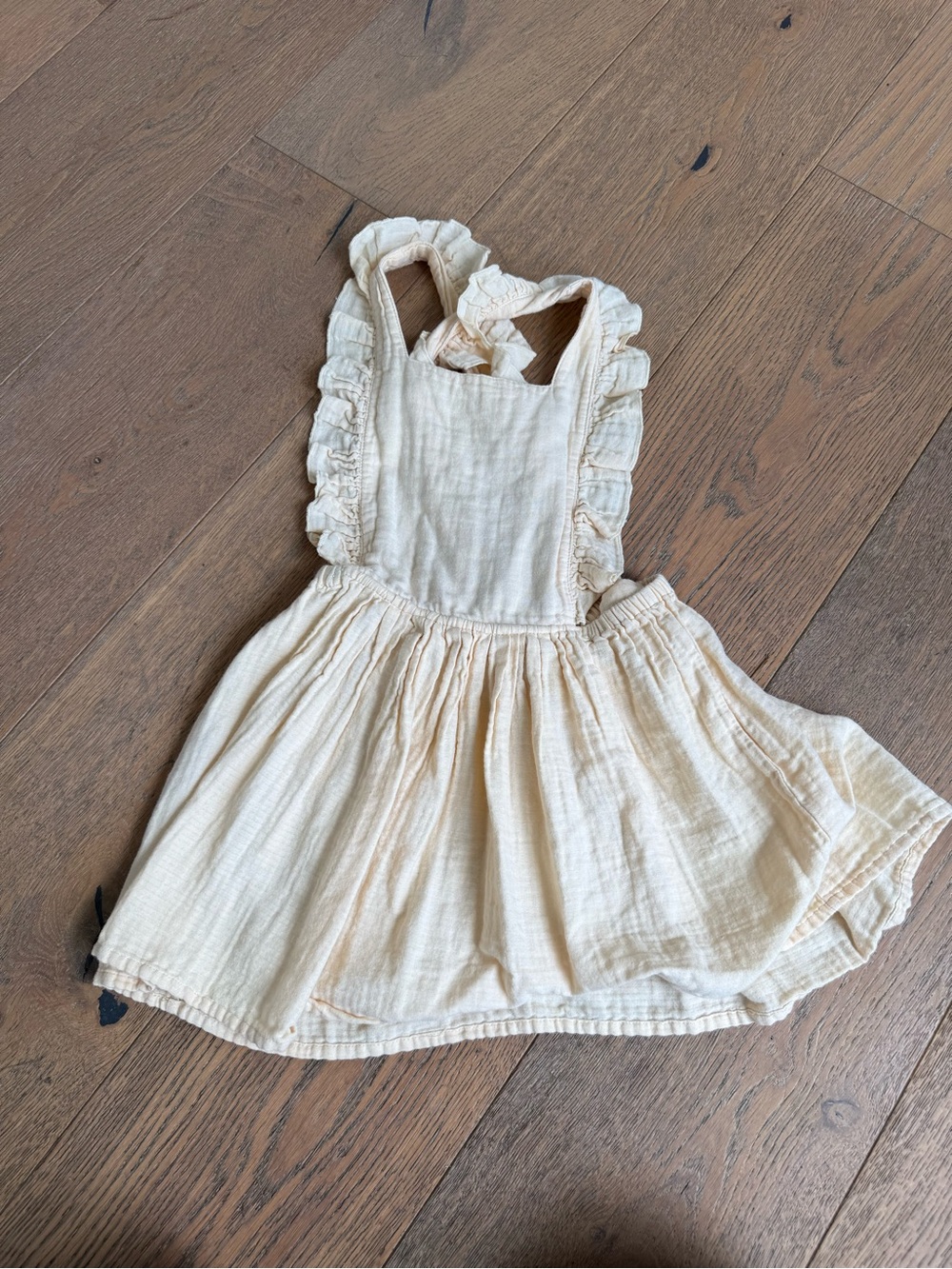 Girls Cream Ruffle Pinafore Dress 4/6